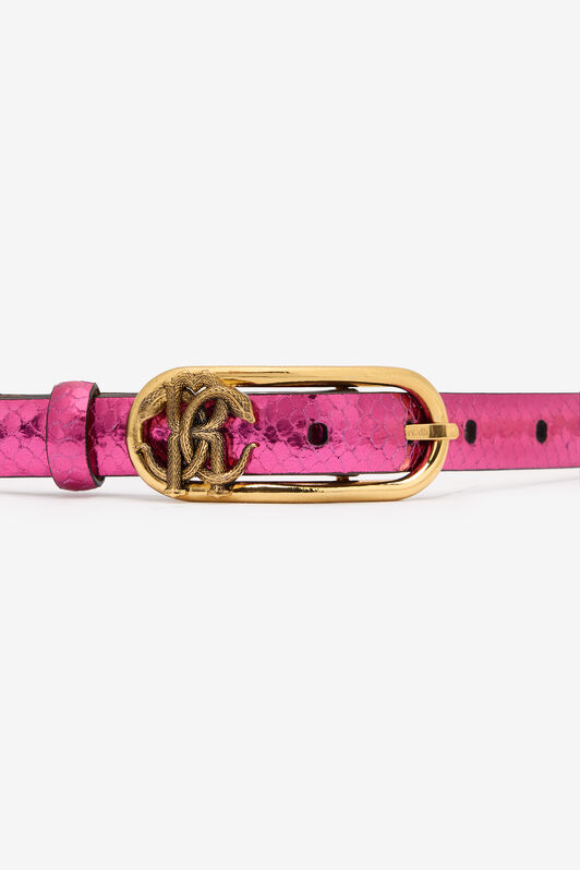 RC Laminated Leather Belt with Snake Print Fuchsia SKC005-PZ579