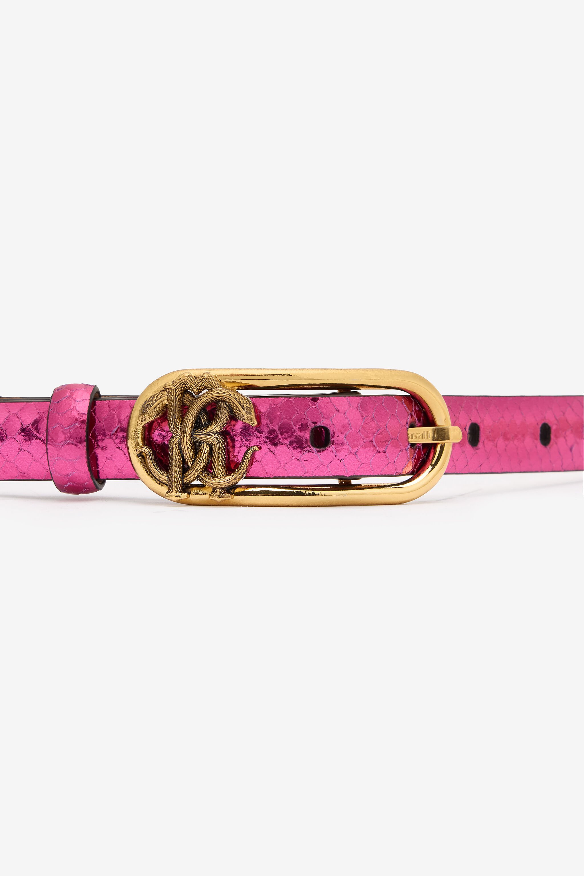 RC Laminated Leather Belt with Snake Print Fuchsia SKC005-PZ579