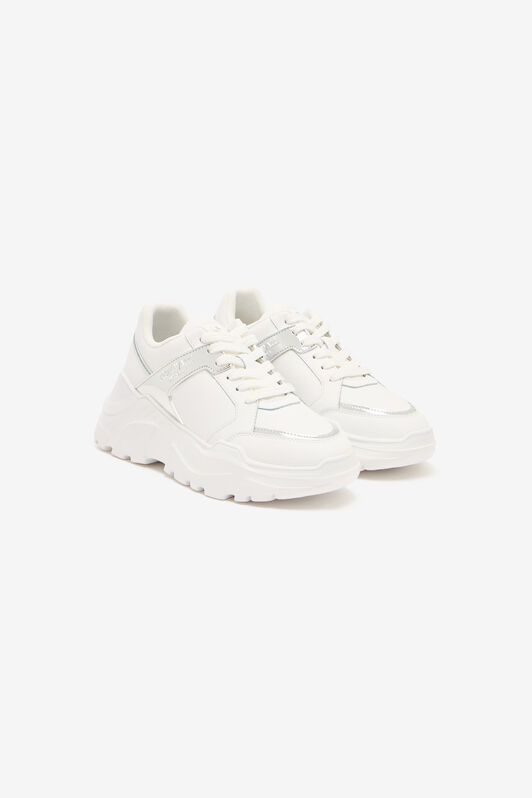 JC Sneakers Con Inserti Specchiati Bianco/Argento UFS038-UF360