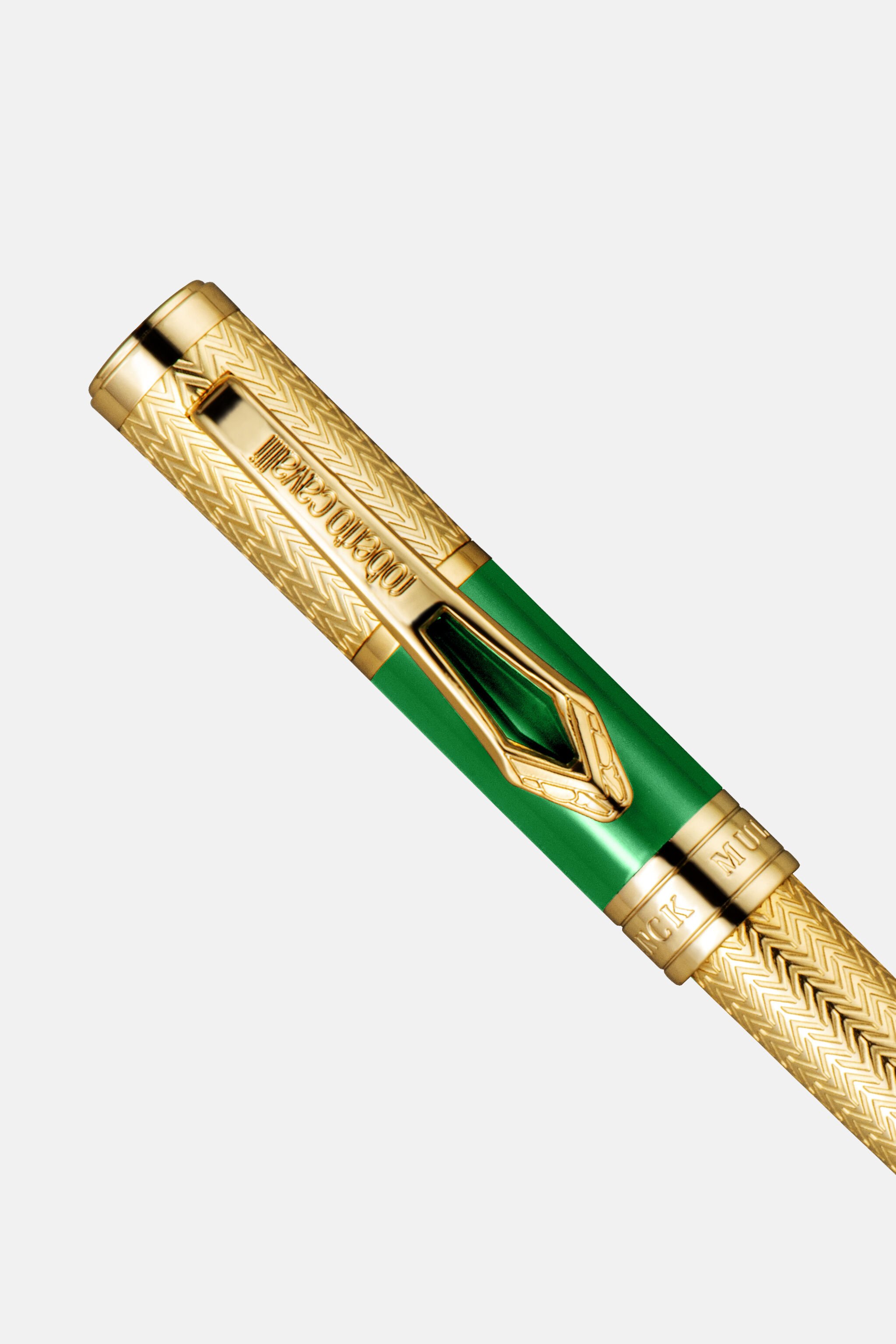 RC Roberto Cavalli Chevron Ballpoint Pen, Gold Color & Green Lacquer  RC Roberto Cavalli Chevron Ballpoint Pen, Gold Color & Green Lacquer  GOLD VALG07-IG269