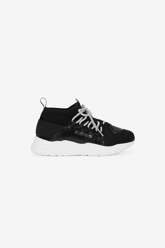 RC Sneakers with snake-effect inserts Black POS01B-PZO06