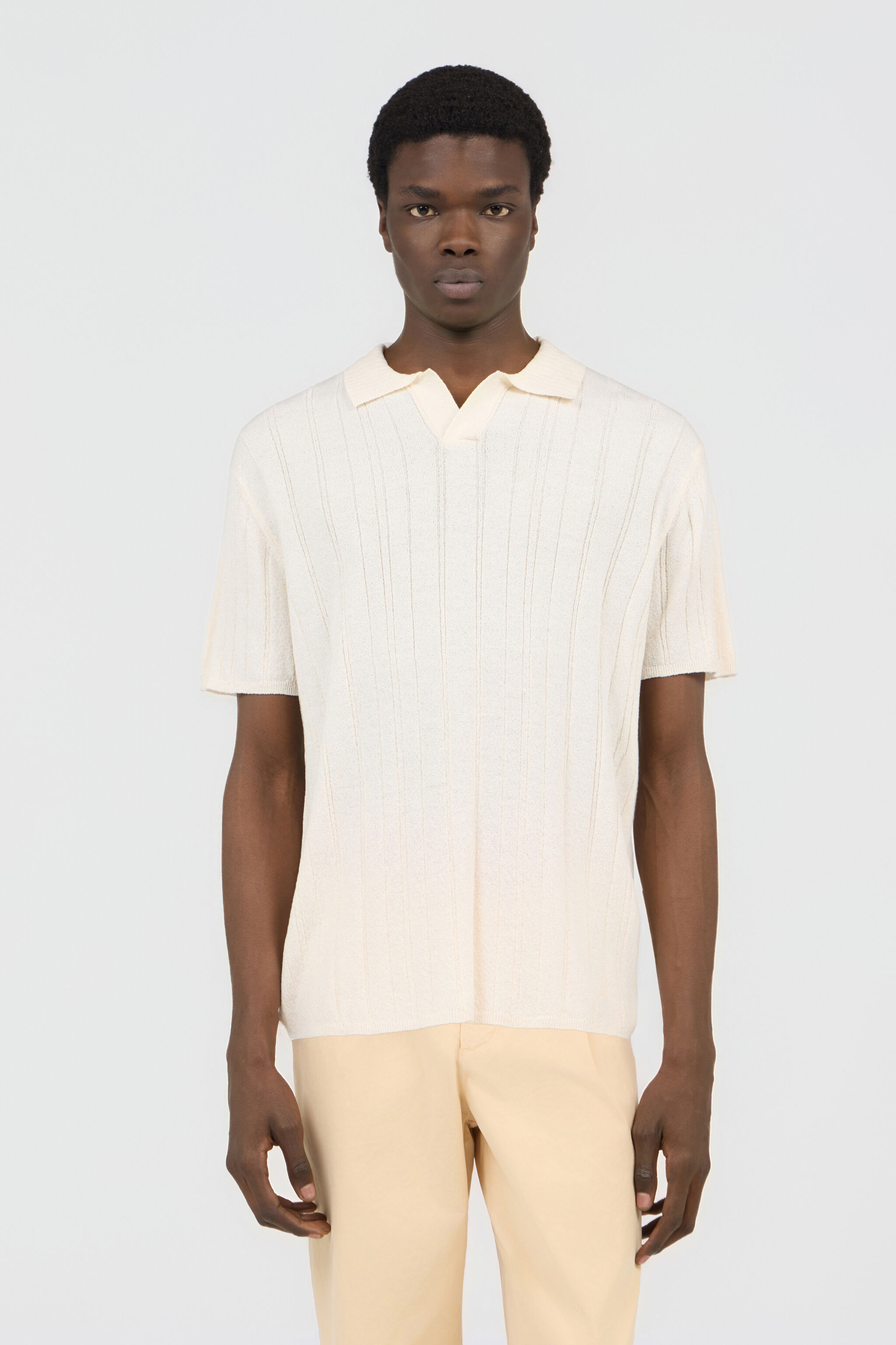 RC Cream Ribbed Polo WHITE SOT60Q-AI007