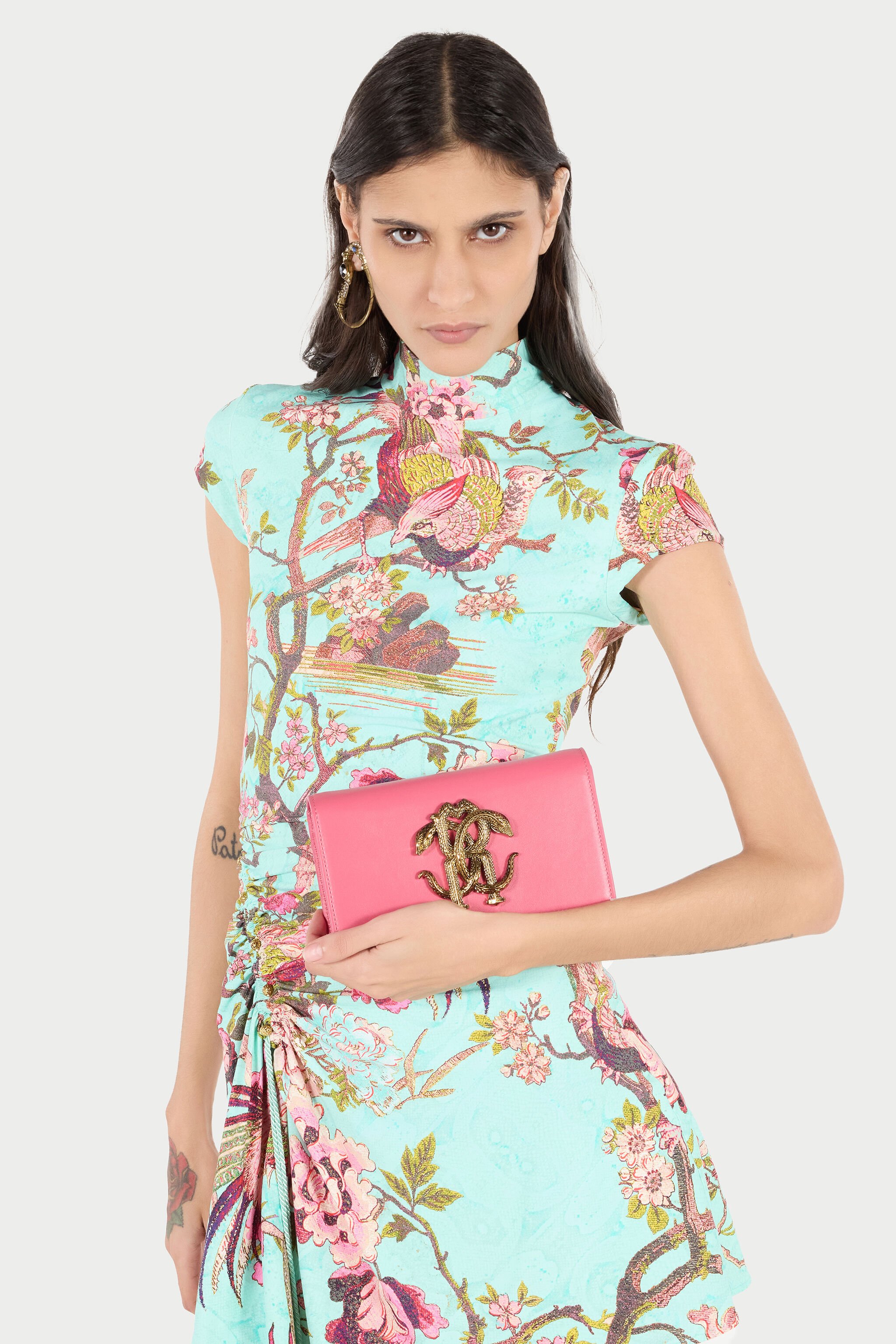 RC Shoulder bag with Monogram Mirror Snake Fuchsia SKB112-PZ172