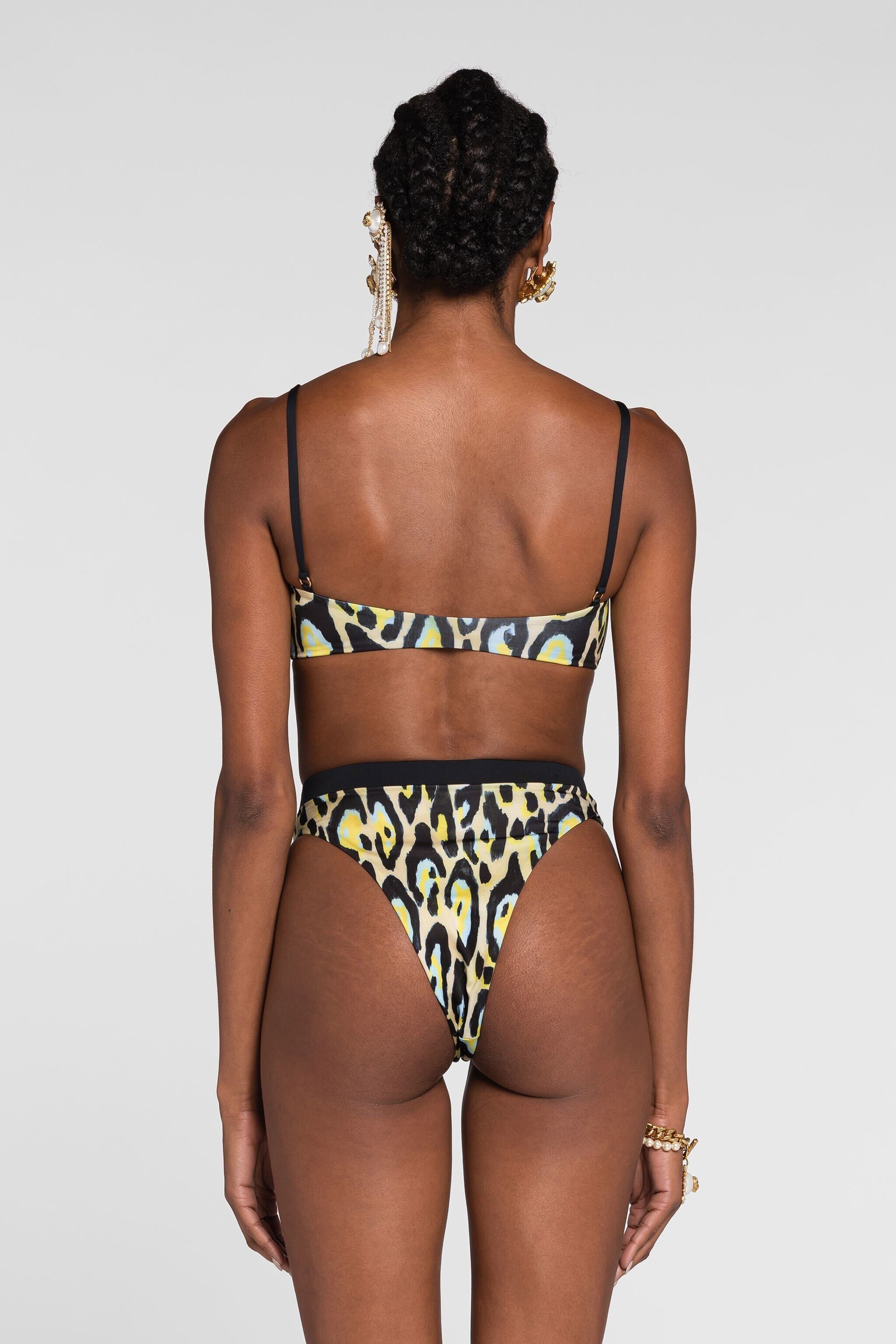RC Jaguar-print bikini top Yellow QKW00I-LNF54