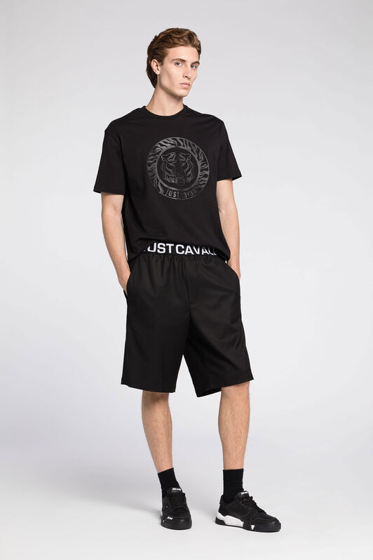 JC T-shirt en coton à logo Just Cavalli imprimé NOIR Q61254-Q0157