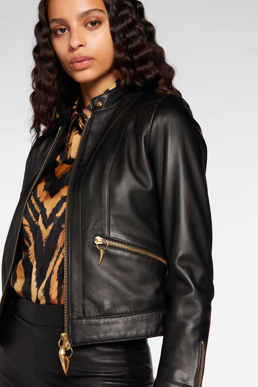 RC Blouson en cuir à ornement Tiger Tooth RC Blouson en cuir à ornement Tiger Tooth BLACK NQP804-PN001