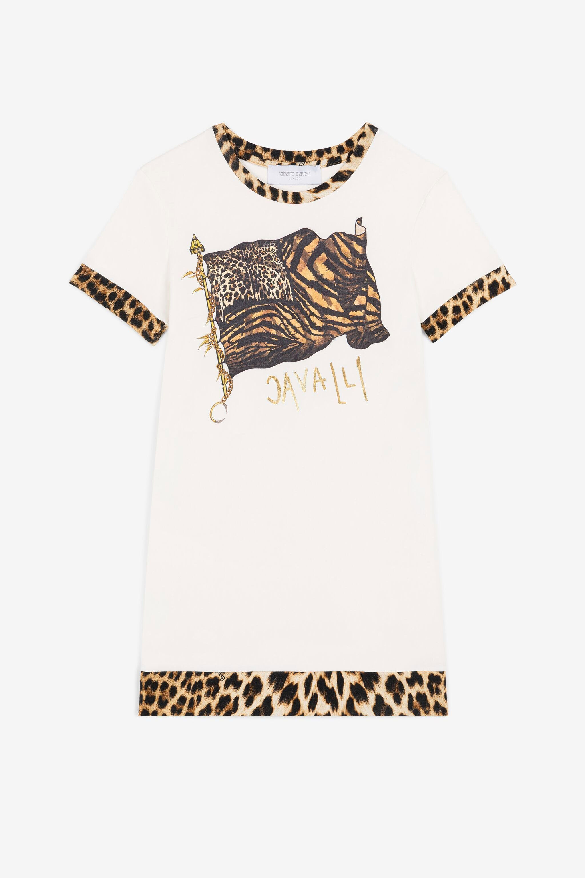 JU Animalier Patchwork-Print Logo Dress White OJT148-ISA2J