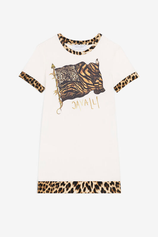 JU Animalier Patchwork-Print Logo Dress JU Animalier Patchwork-Print Logo Dress White OJT148-ISA2J