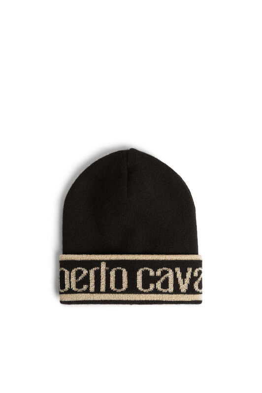 JU Logo-Beanie aus Wolle und Kaschmir BLACK/GOLD JJI010-MQ033
