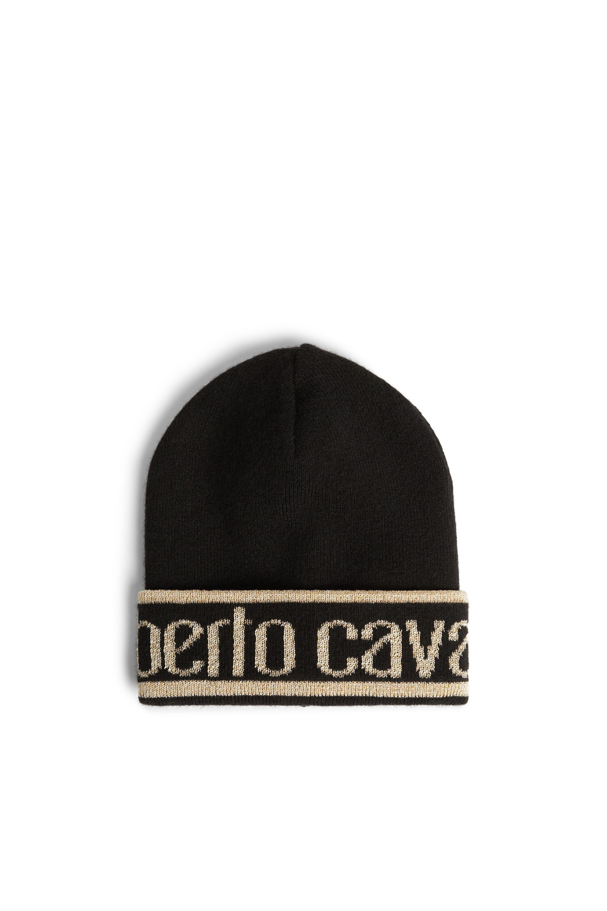 JU Logo-Beanie aus Wolle und Kaschmir BLACK/GOLD JJI010-MQ033