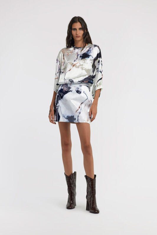 RC Marble Print Skirt Black/White TWT302-KGN18