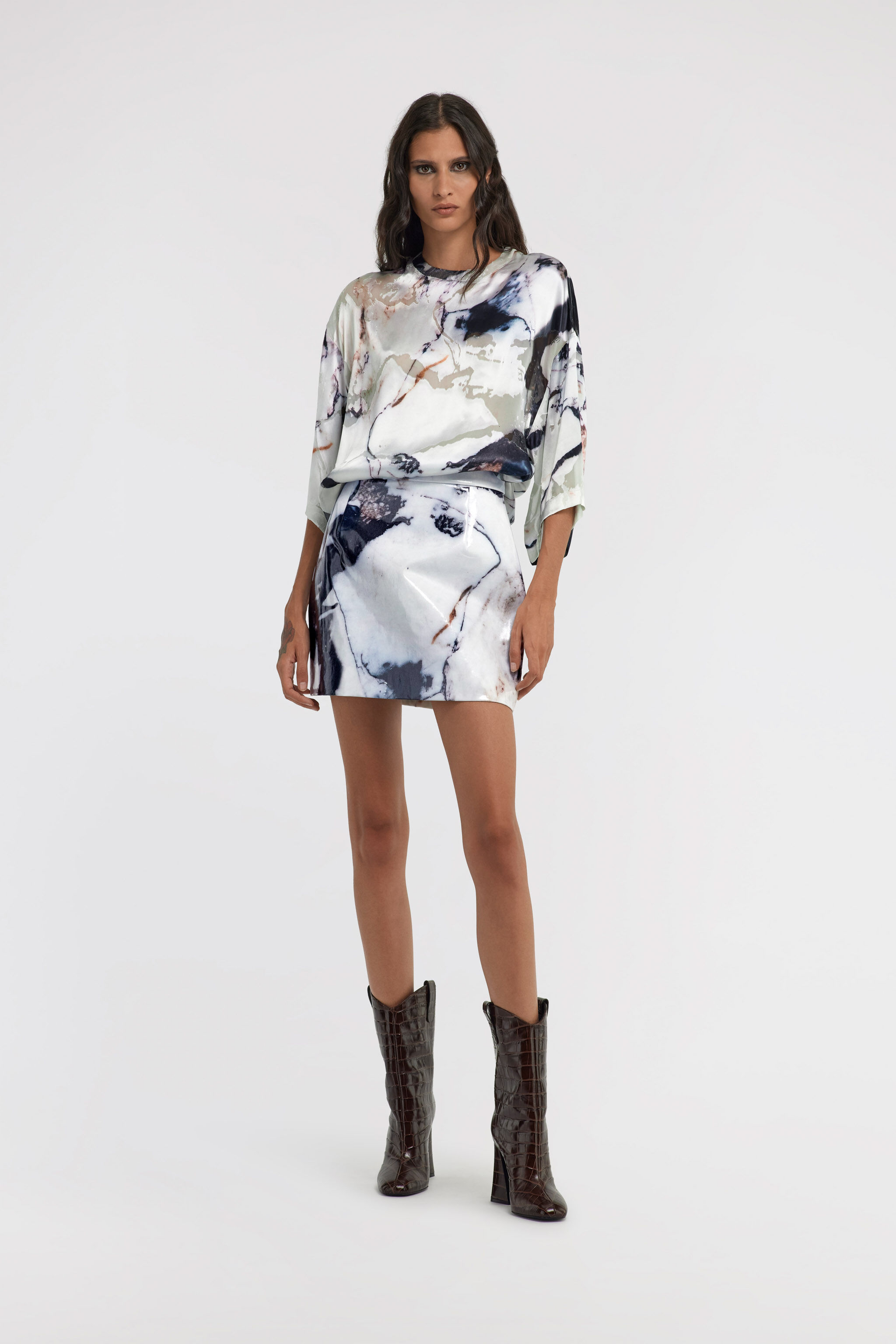 RC Marble Print Skirt Black/White TWT302-KGN18