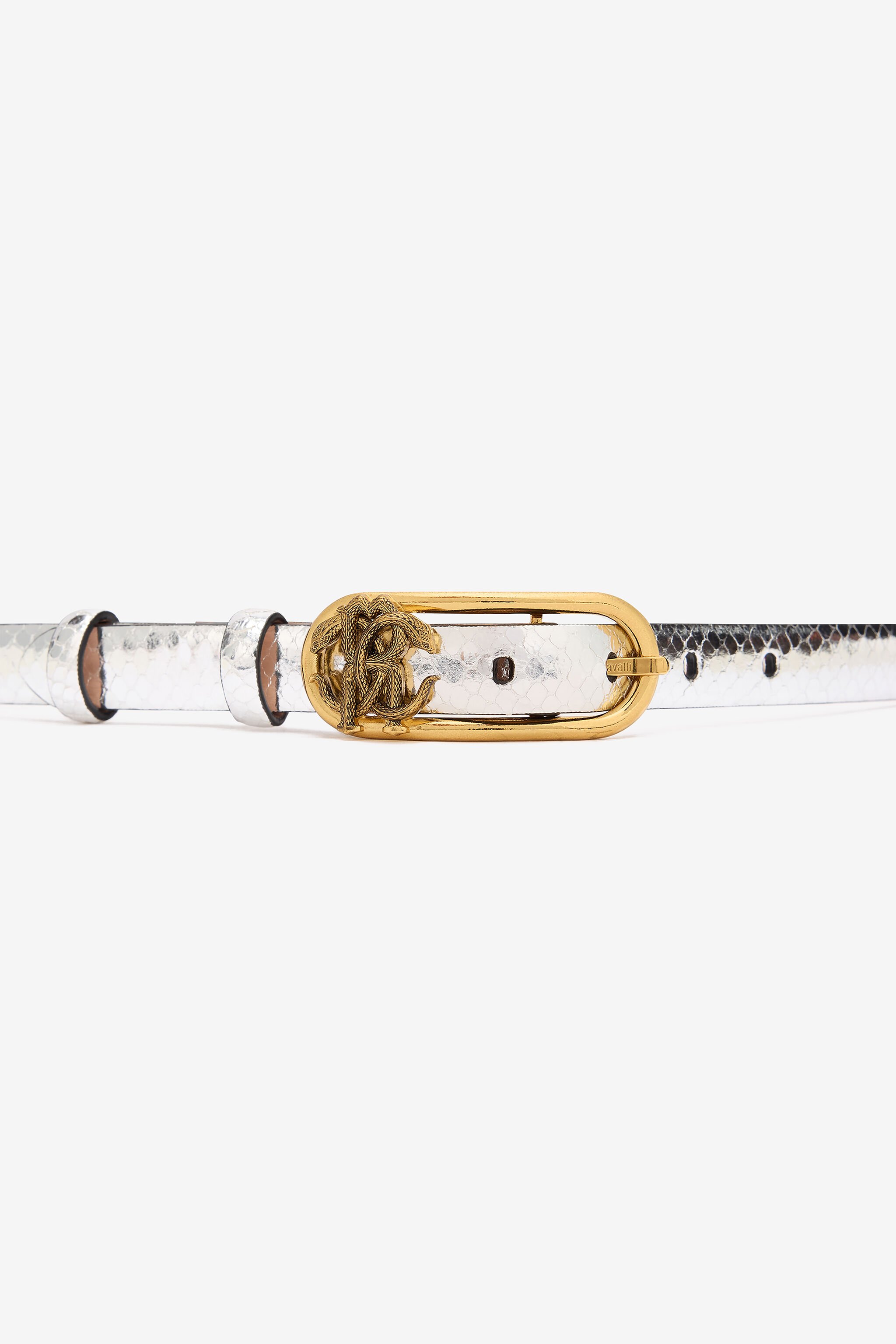 RC Laminated Leather Belt with Snake Print Plata SKC005-PZ579