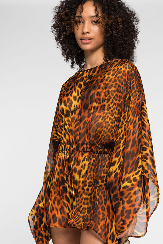 RC Jaguar-Print Silk Kaftan RC Jaguar-Print Silk Kaftan Orange OQW02K-XTD02