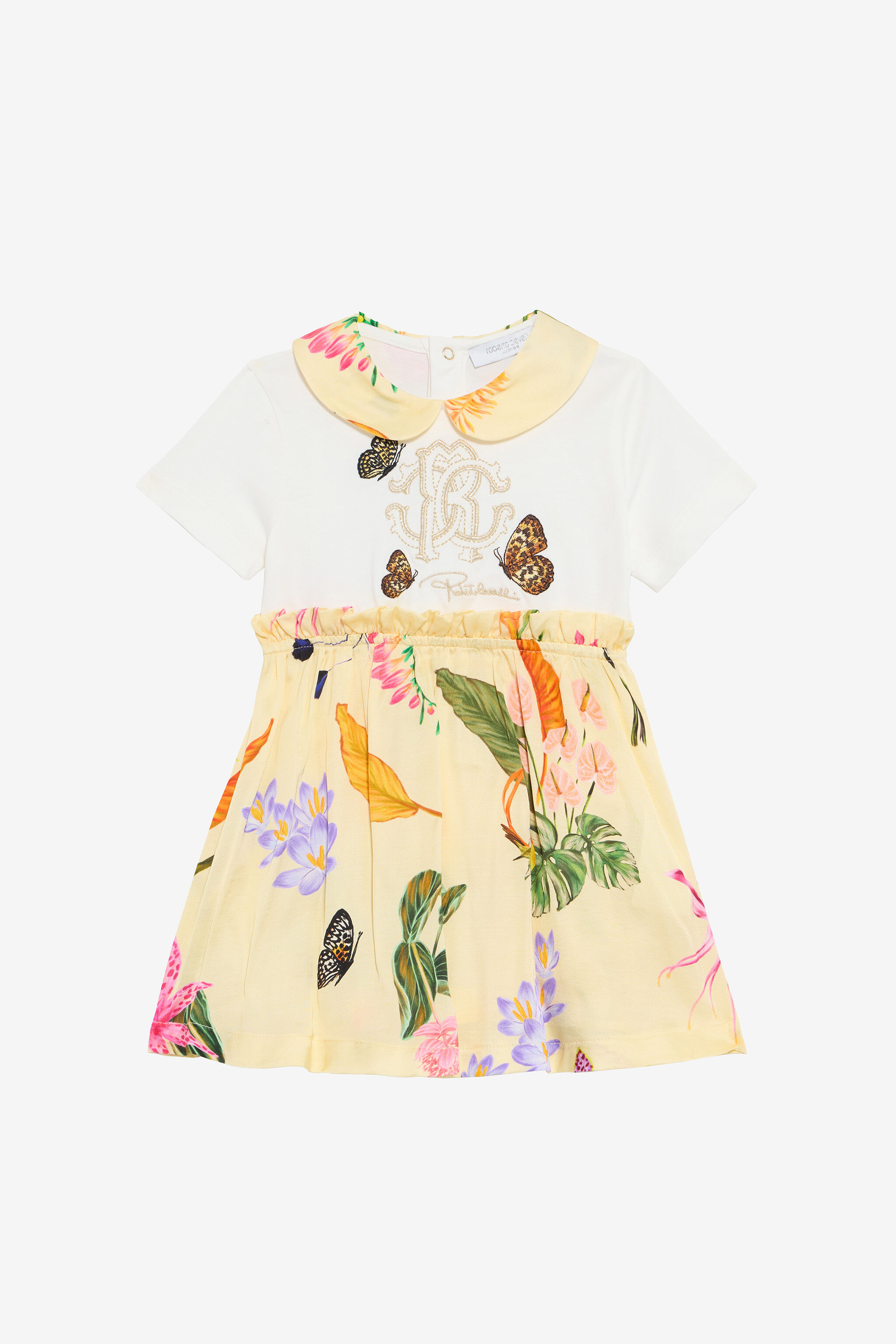 JU Milk White and Yellow Dress with Tropical Print MILKY WHITE/YELLOW VJT102-JD001