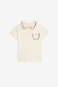 JU T-shirt Ivoire avec Col à Bordure Léopard MILKY WHITE VJT600-JD001