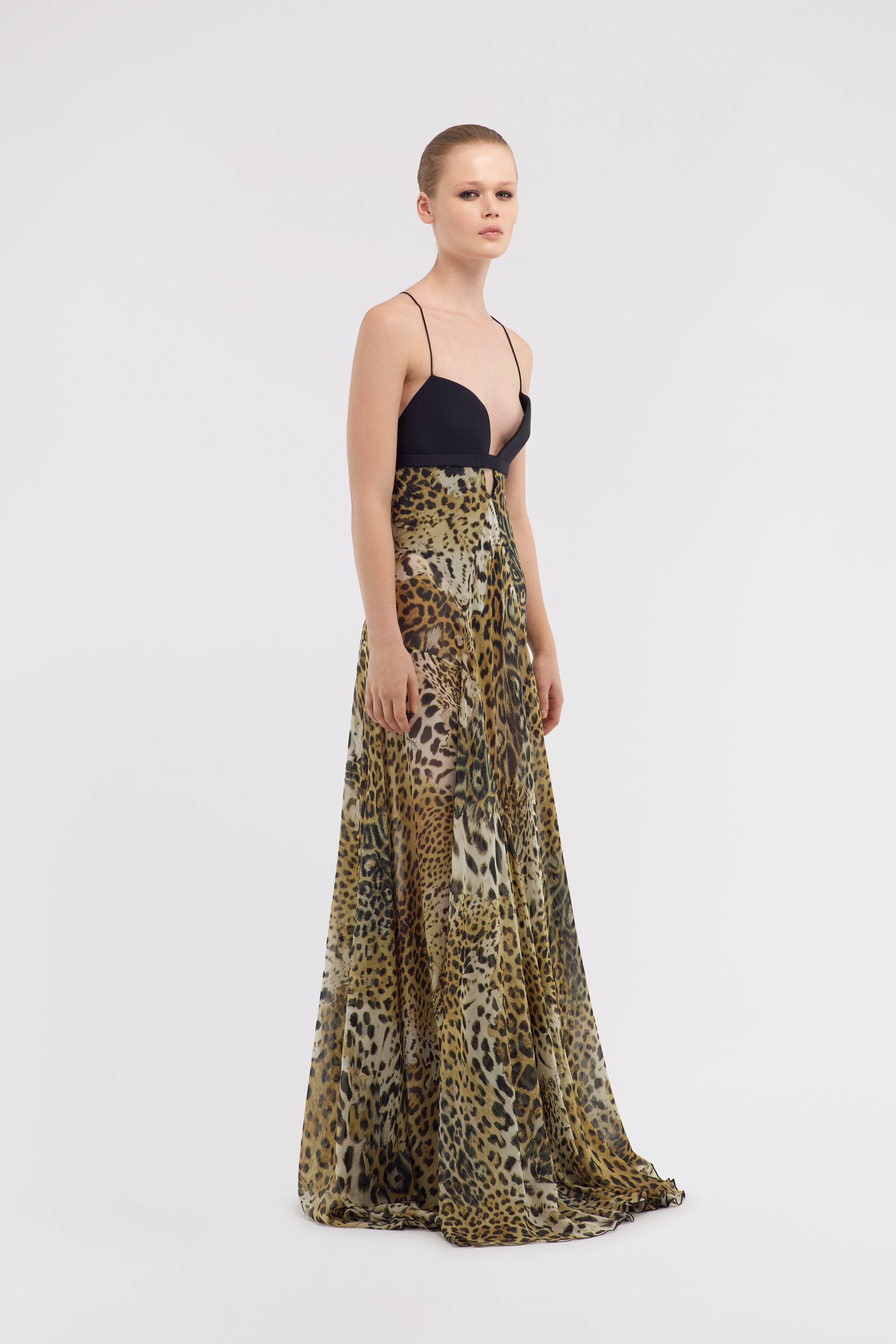 RC Long dress Jaguar Skin print Light Brown SKT118-CTG34