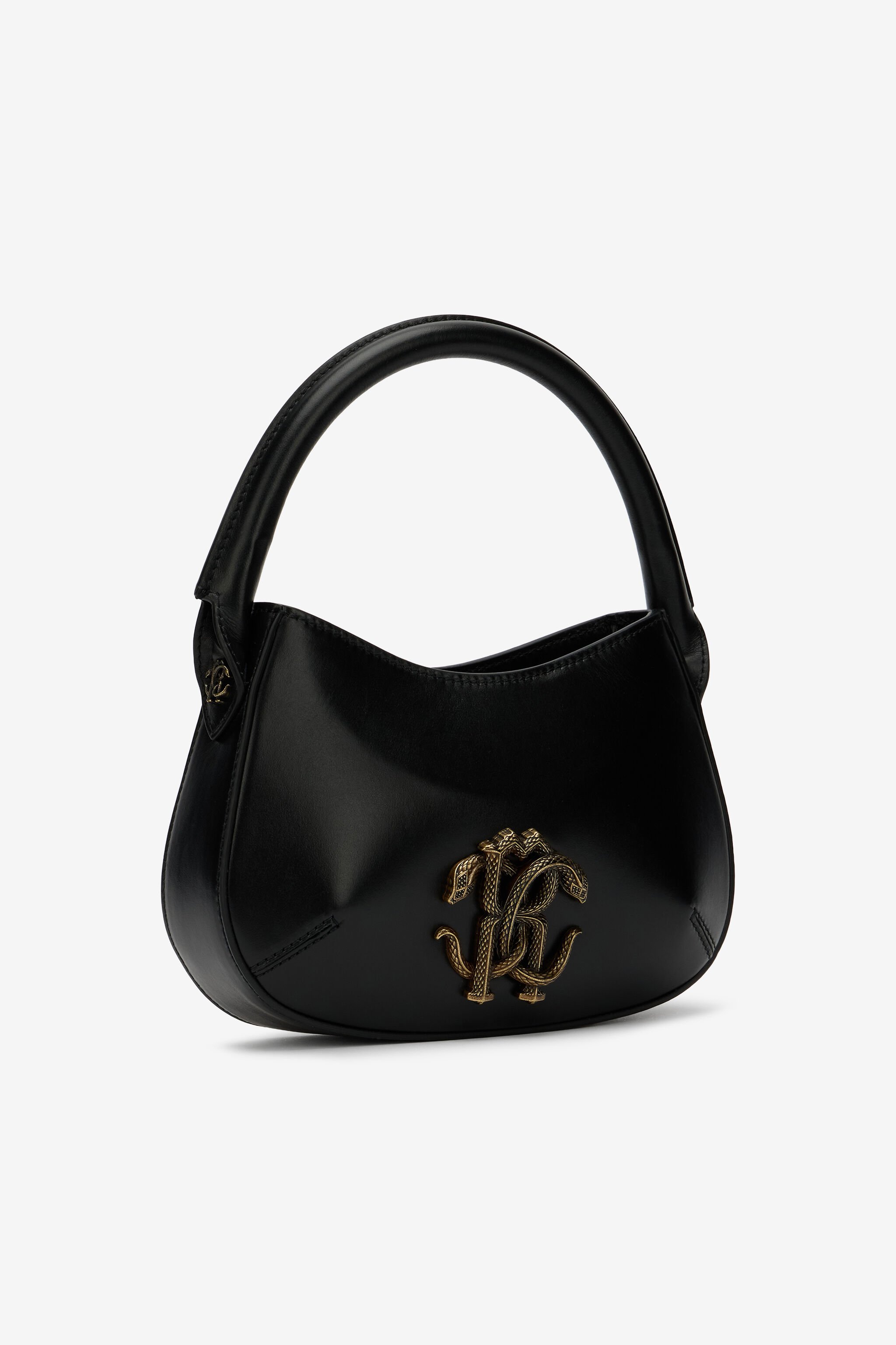 RC Black Leather Top Handle Bag with Monogram RC RC Black Leather Top Handle Bag with Monogram RC BLACK ROB00E-PZ085