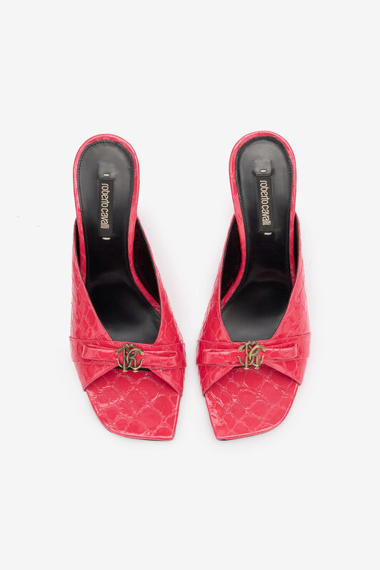 RC Mules mit Kroko-Effekt und Monogramm Mirror Snake Fuchsia UKS031-PZV97
