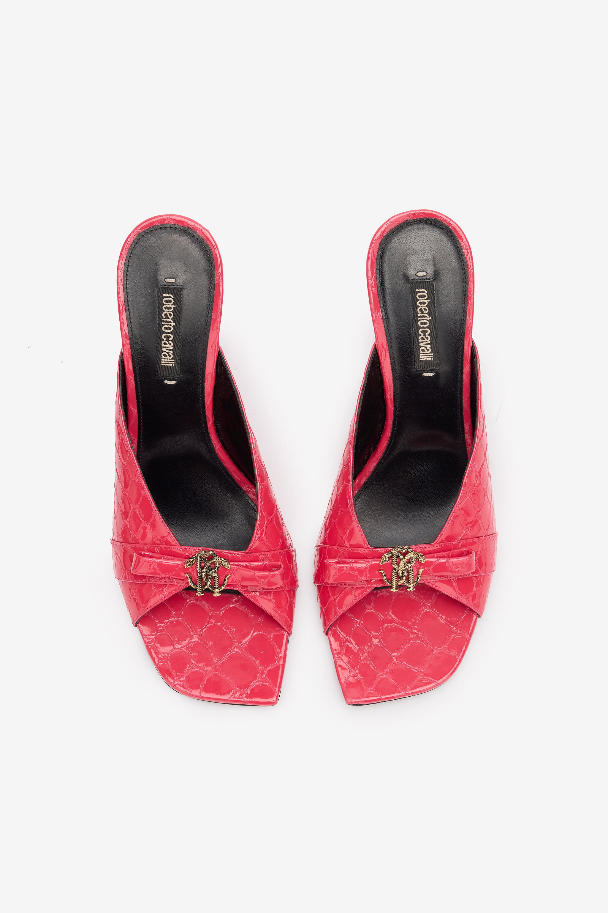 RC Mules mit Kroko-Effekt und Monogramm Mirror Snake Fuchsia UKS031-PZV97