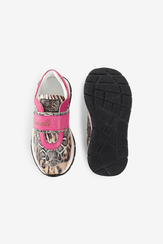 JU Ocelot And Python-Print Logo Sneakers JU Ocelot And Python-Print Logo Sneakers Fuchsia PJS035-PN060
