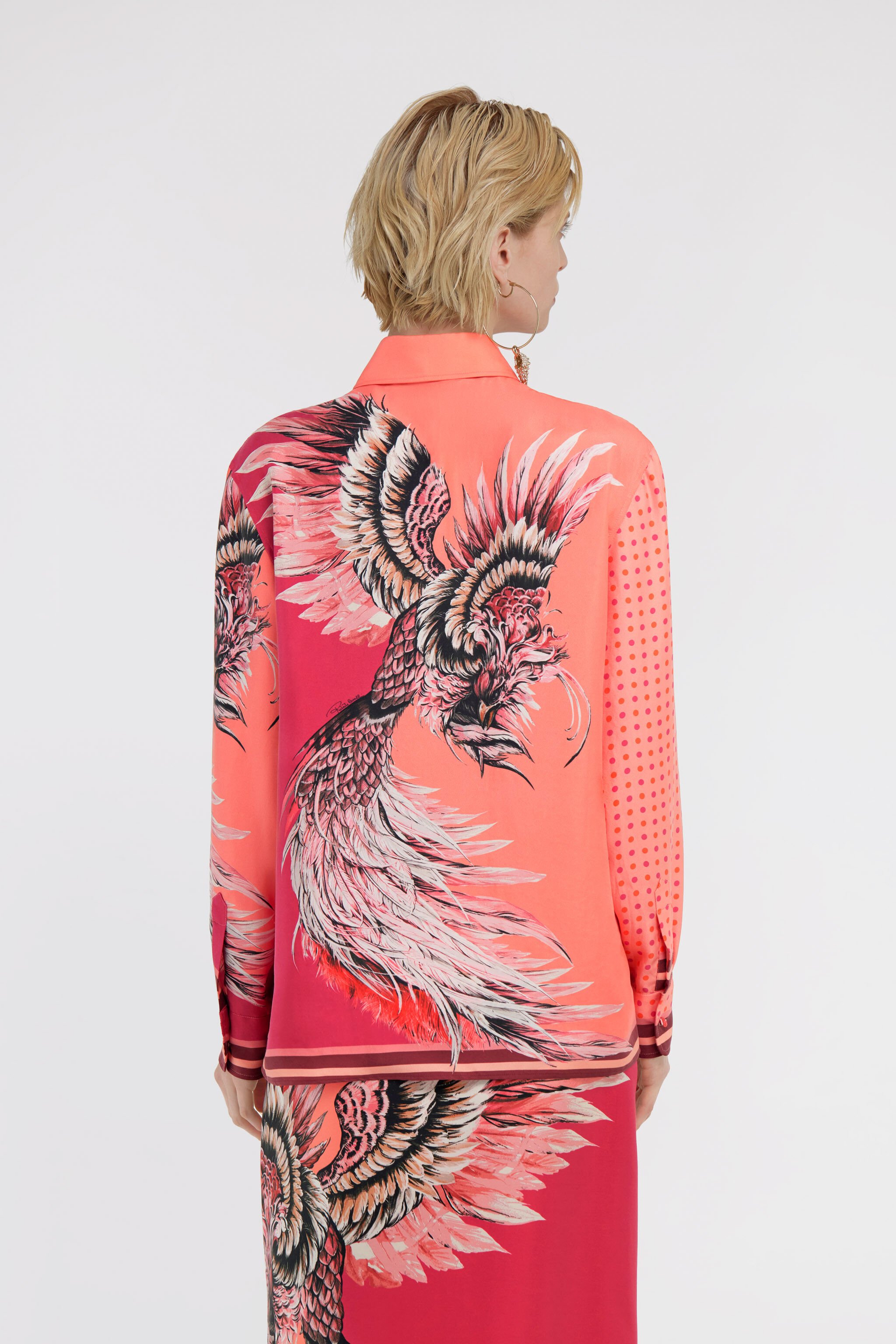 RC Bird Patchwork print shirt Fuchsia SWT704-4QM18