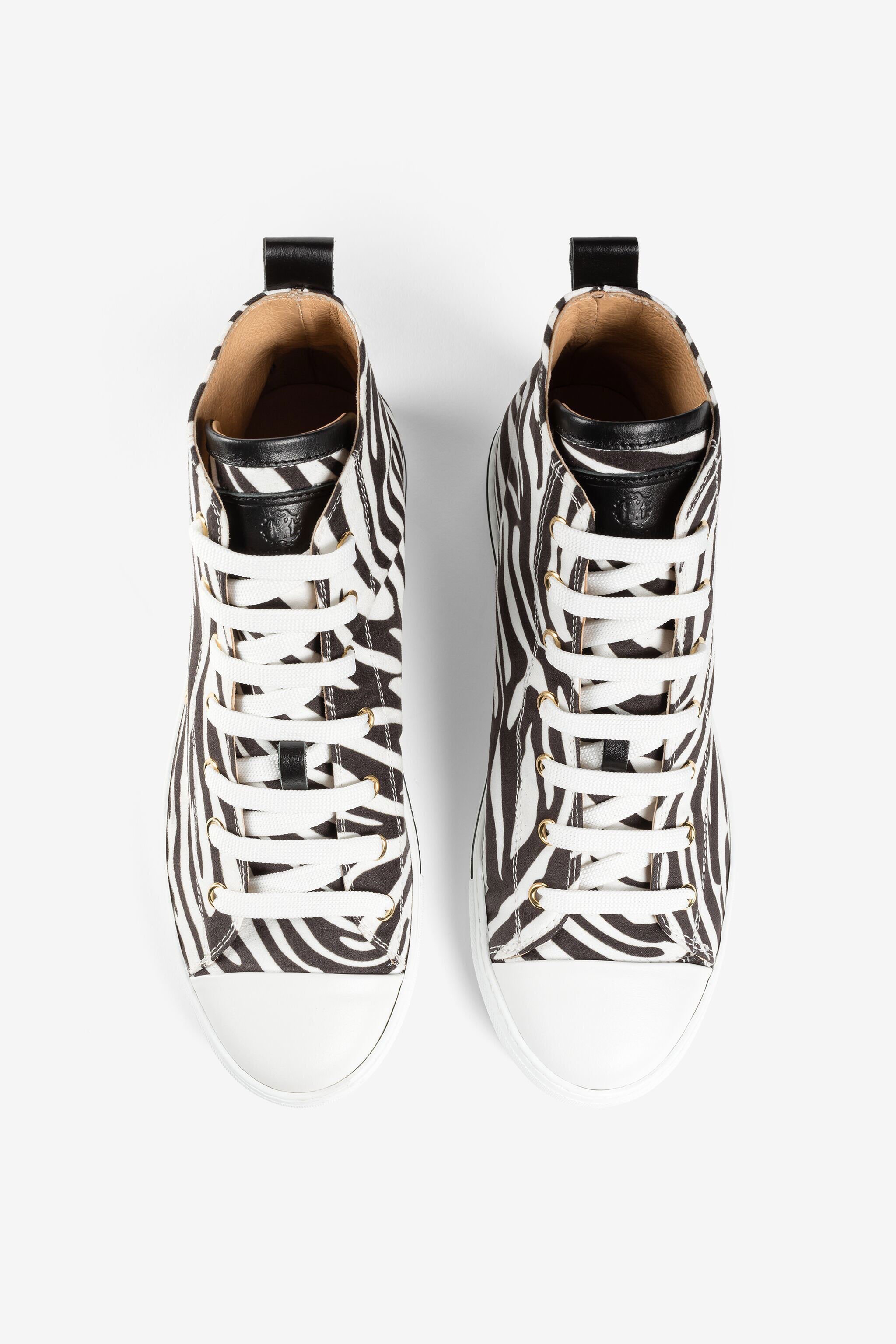 RC Zebra-Print Hi-Top Sneakers Black/White JSS00K-PFO02