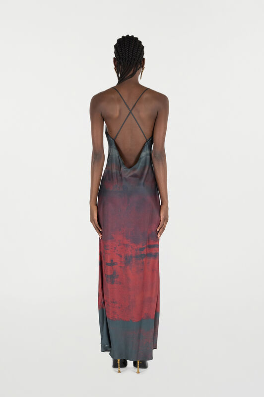 RC Slip-Style Long Dress with Garment-Dyed Effect RC Slip-Style Long Dress with Garment-Dyed Effect Negro/Rojo VQT102-4QP69