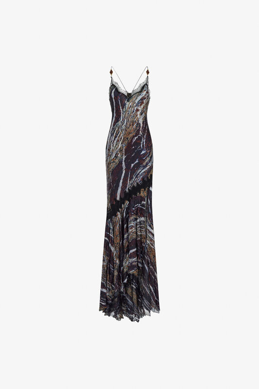 RC Marble print long Dress Lila TWT107-7NN22