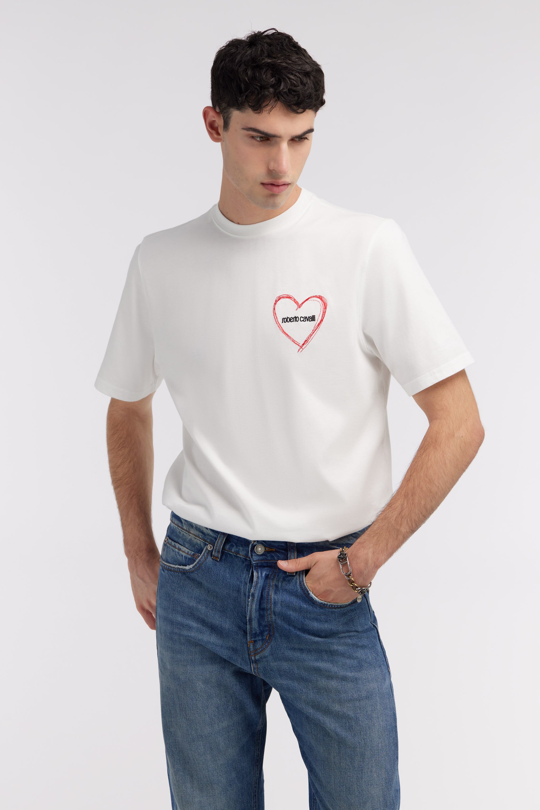 RC White T-Shirt With Heart Logo Embroidery White SRT61L-JD060