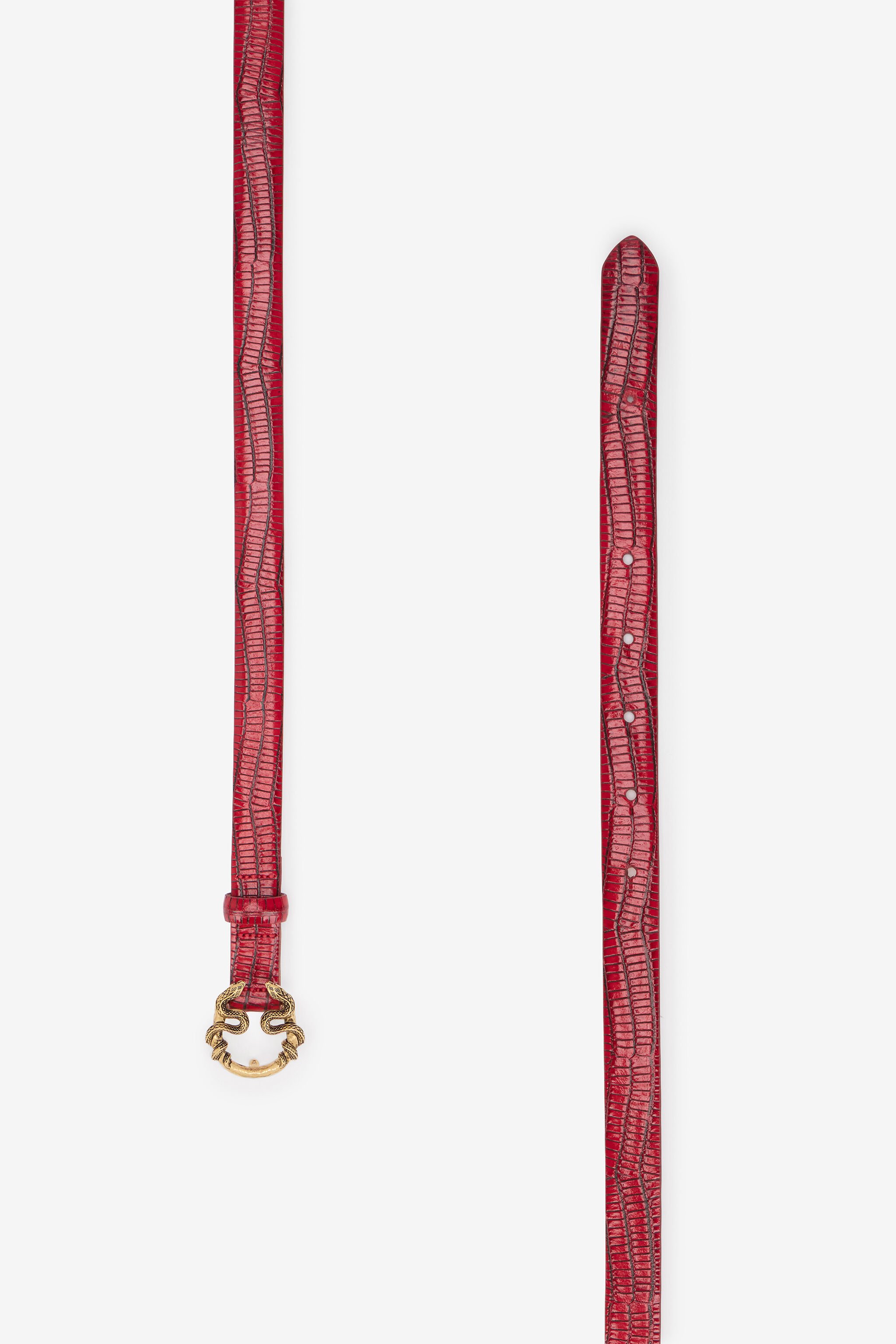 RC Red Leather Belt With Snake Buckle RC Red Leather Belt With Snake Buckle RED WKC002-PA001