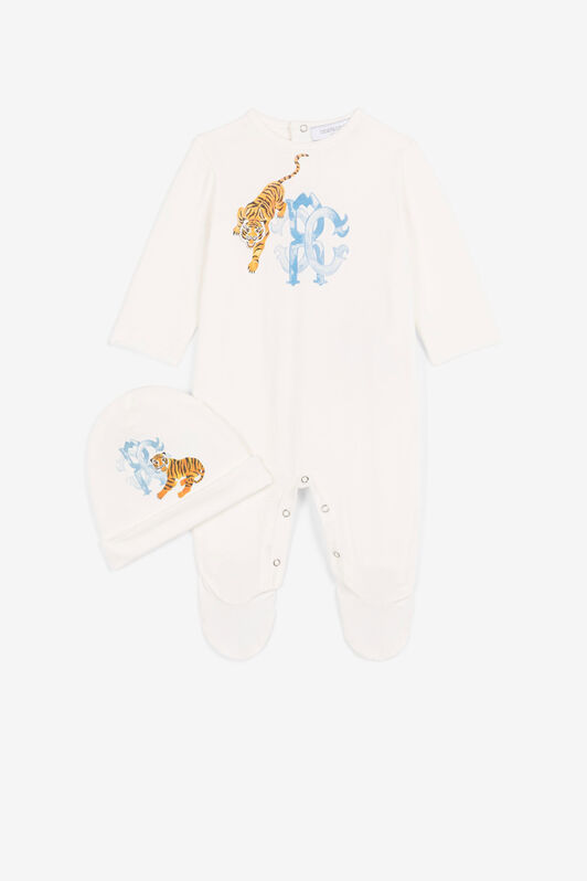 JU Strampler-Set mit Tiger-Print JU Strampler-Set mit Tiger-Print Weiß QJT896-JV025