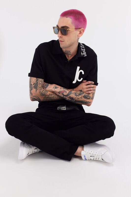 JC Just Cavalli Logo Polo Shirt JC Just Cavalli Logo Polo Shirt Black RRT903-RR165