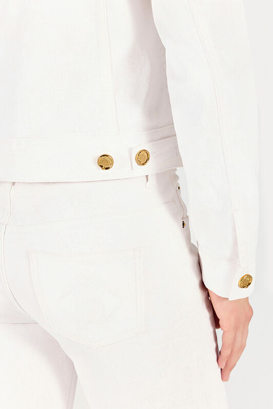 RC Denimjacke mit goldenen Knöpfen Weiß UWJ425-DE007