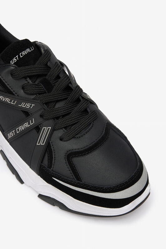 JC Black Chunky Leather Sneakers BLACK VFS060-VF518