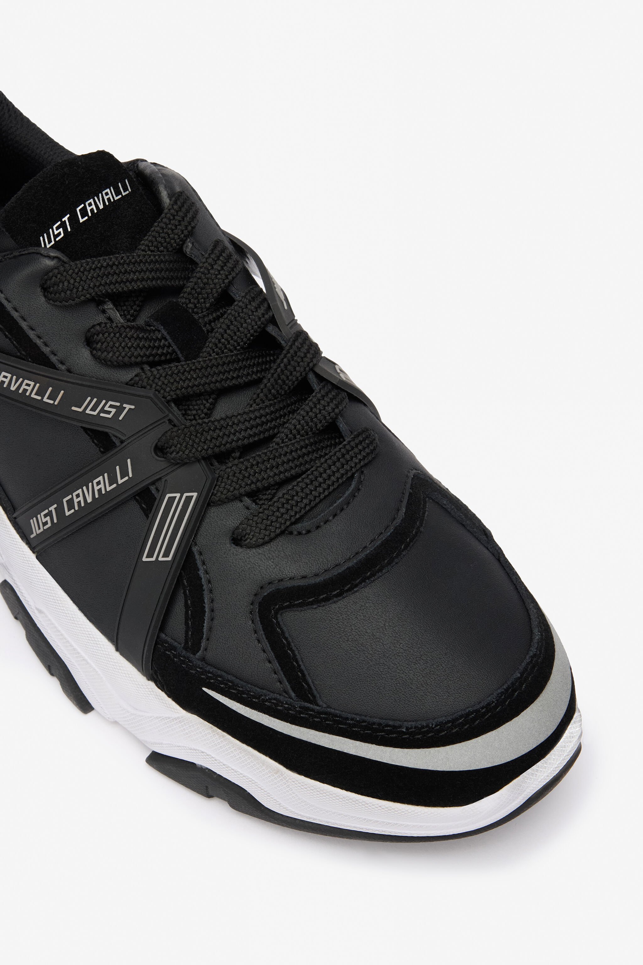 JC Black Chunky Leather Sneakers BLACK VFS060-VF518