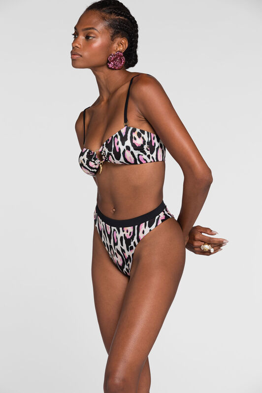 RC Top bikini con stampa Jaguar ROSA QKW00J-LNF54
