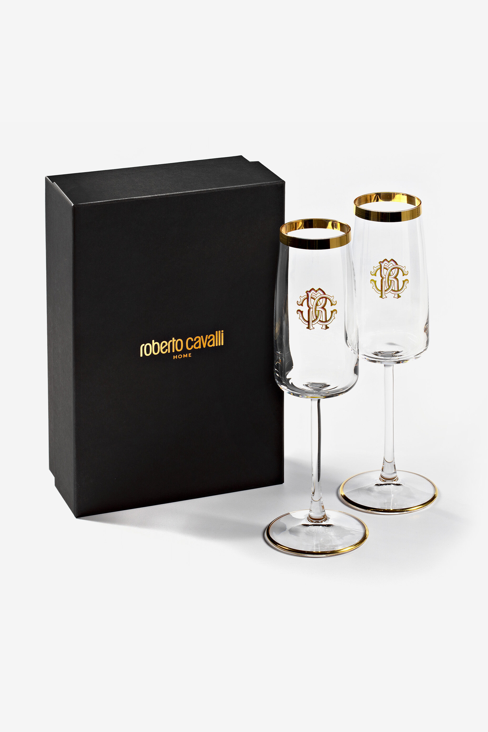 HO Monogram Gold 2 Champagne Goblets Set Gold RALA04-IA009