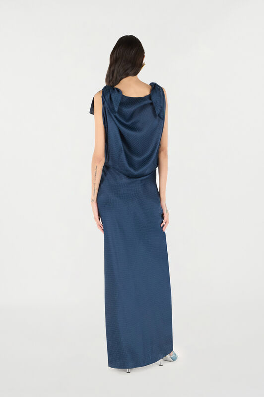 RC Robe Longue À Imprimé Serpent Bleu foncé UKT112-SZN57