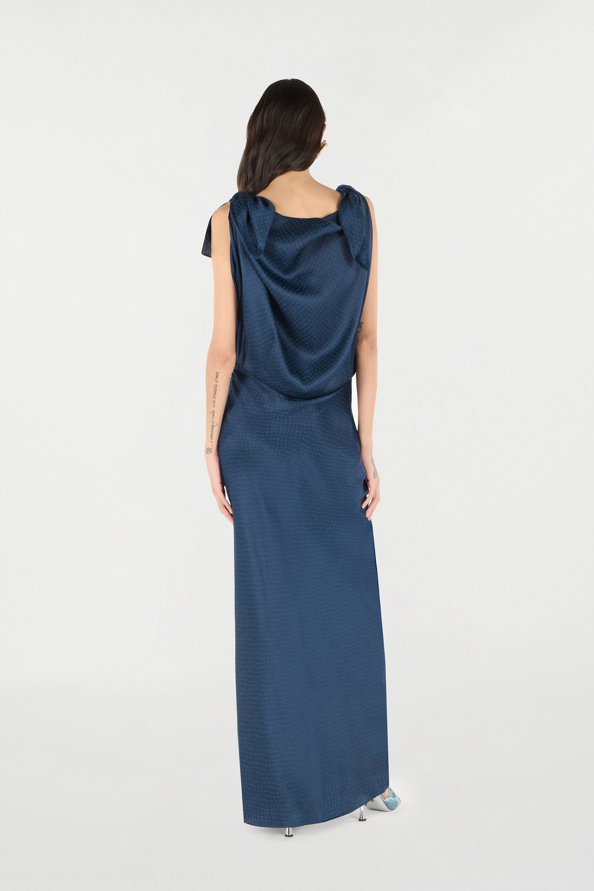 RC Robe Longue À Imprimé Serpent Bleu foncé UKT112-SZN57