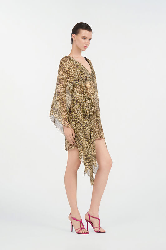 RC Baby Jaguar Print Silk Kaftan BROWN WQW028-HNR31