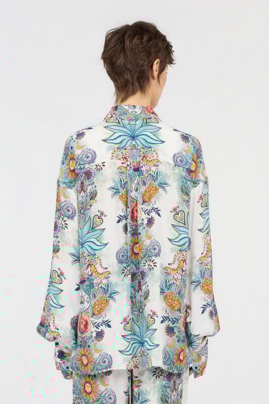 JC Tropical Garden Print Shirt TURCHESE CHIRO WFT257-WF655