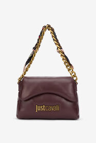 ${brand} Just Cavalli Burgundy Shoulder Bag With Chain And Scarf ${colorDescription} ${masterID}