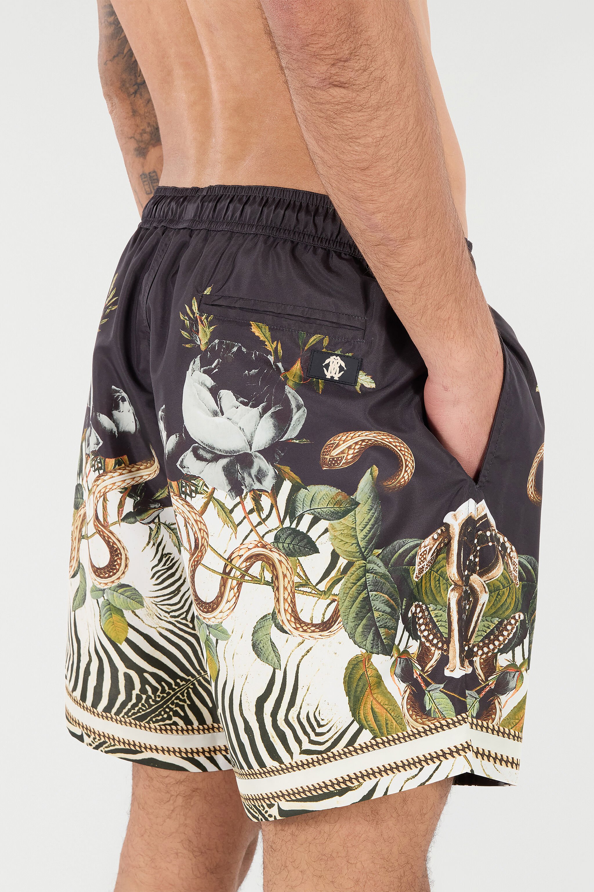 RC Badeshorts Mit Print Animalier Und Fang Schwarz/Weiß URH00S-5RN71