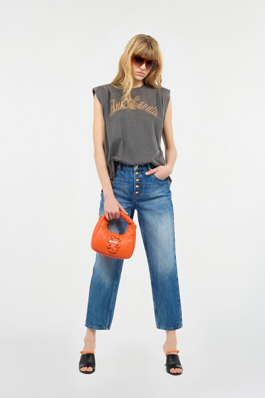 JC Cropped Jeans With Logo On The Back Light blue UFJ007-UF134