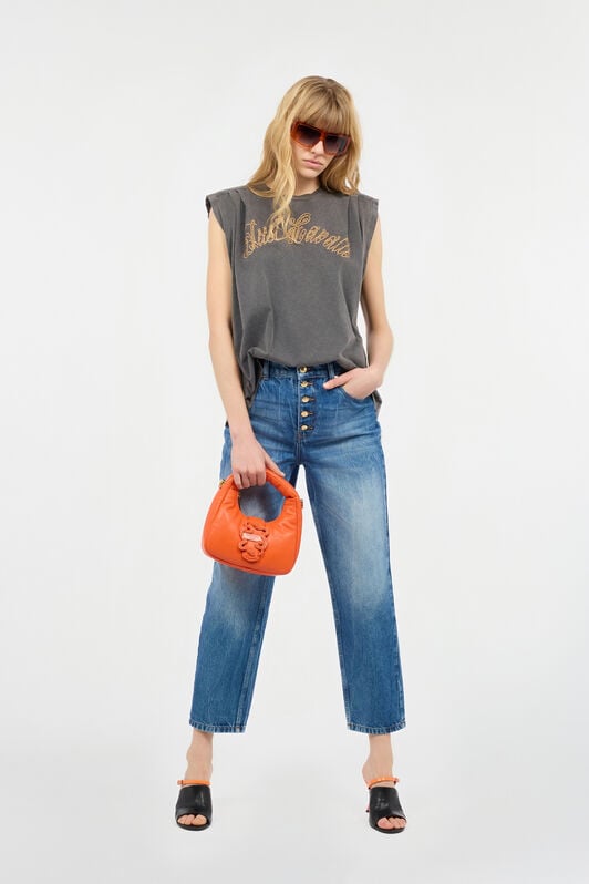 JC Cropped Jeans With Logo On The Back JC Cropped Jeans With Logo On The Back Light blue UFJ007-UF134