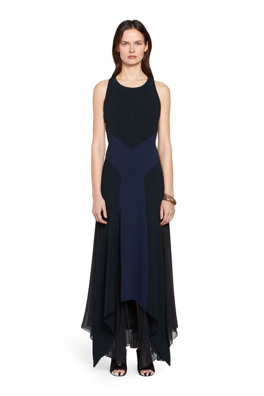 RC Long black and navy silk dress RC Long black and navy silk dress Dark blue HQT130-HR005