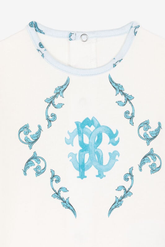JU Monogram-pattern cotton babygrow set JU Monogram-pattern cotton babygrow set Light blue RJT853-JD001