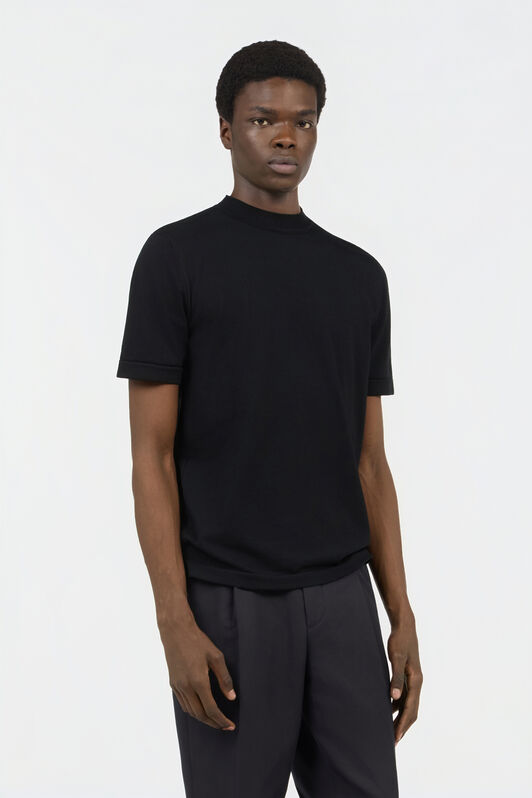 RC Black Mock Neck T-Shirt BLACK SOT60M-VI044