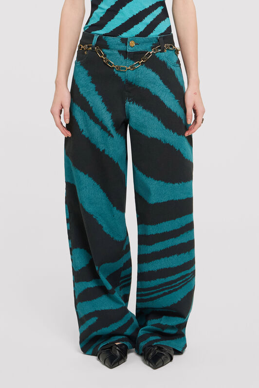 RC Loose fit jeans with Zebra Tribute print Blue UWJ207-DAP26